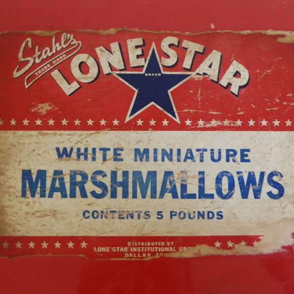VINTAGE STAHL’S LONE STAR 5LB MARSHMALLOW METAL TIN (PRE-OWNED) - Picture 2 of 14